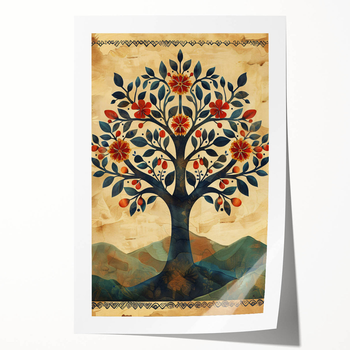 Abstract floral wall art print showcasing vibrant colors and intricate patterns, rolled and ready for framing, ideal for modern home décor.