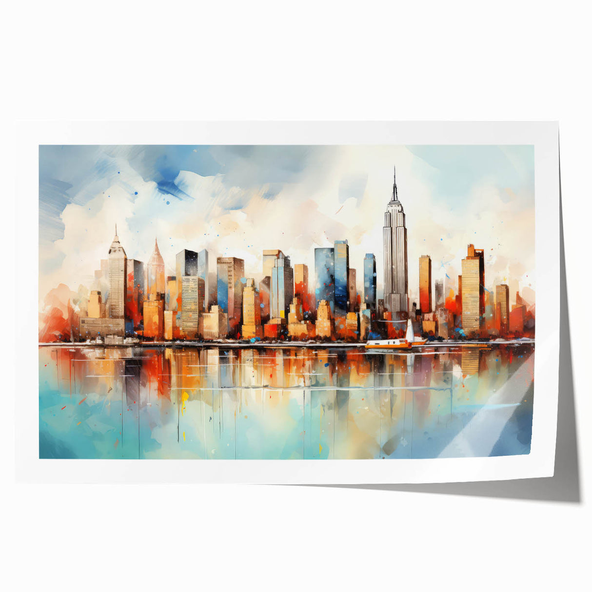 Abstract landscape wall art print in vibrant colors featuring swirling patterns and organic shapes, ideal for modern home decor. Rolled and securely packaged for delivery.