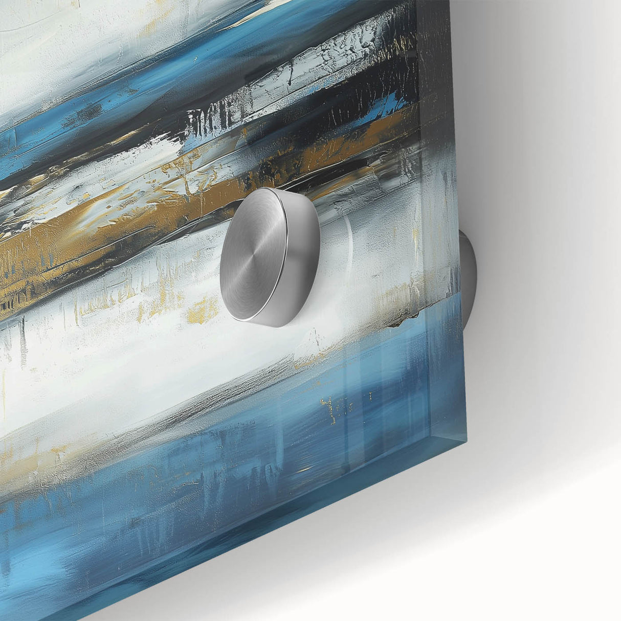 Abstract Fluid Canvas Art – Sky Blue, Gold, and Navy Expression