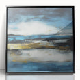 Abstract Fluid Canvas Art – Sky Blue, Gold, and Navy Expression