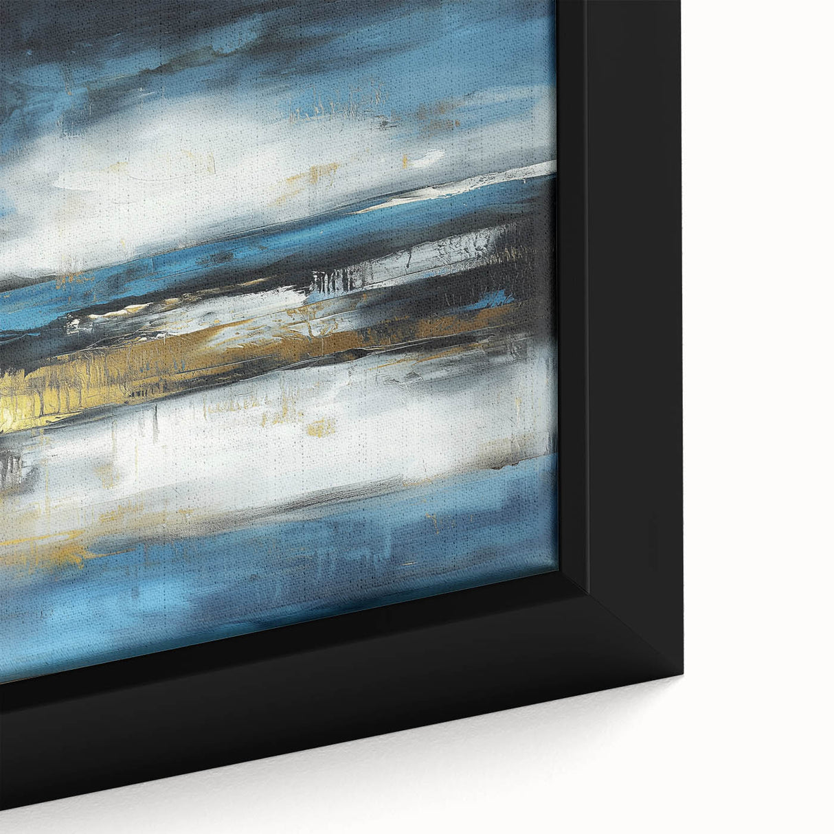 Abstract Fluid Canvas Art – Sky Blue, Gold, and Navy Expression