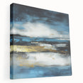 Abstract Fluid Canvas Art – Sky Blue, Gold, and Navy Expression