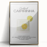 Mid-century modernist art depicting food and drinks in muted gold and brown tones, acrylic print framed in gold.