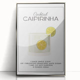 Art deco poster featuring a stylized cocktail glass, in silver and black tones, acrylic framed.