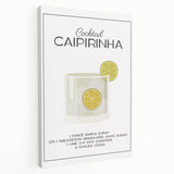 Large stretched canvas featuring a colorful illustration of assorted fruits and beverages, ideal for kitchen wall art.