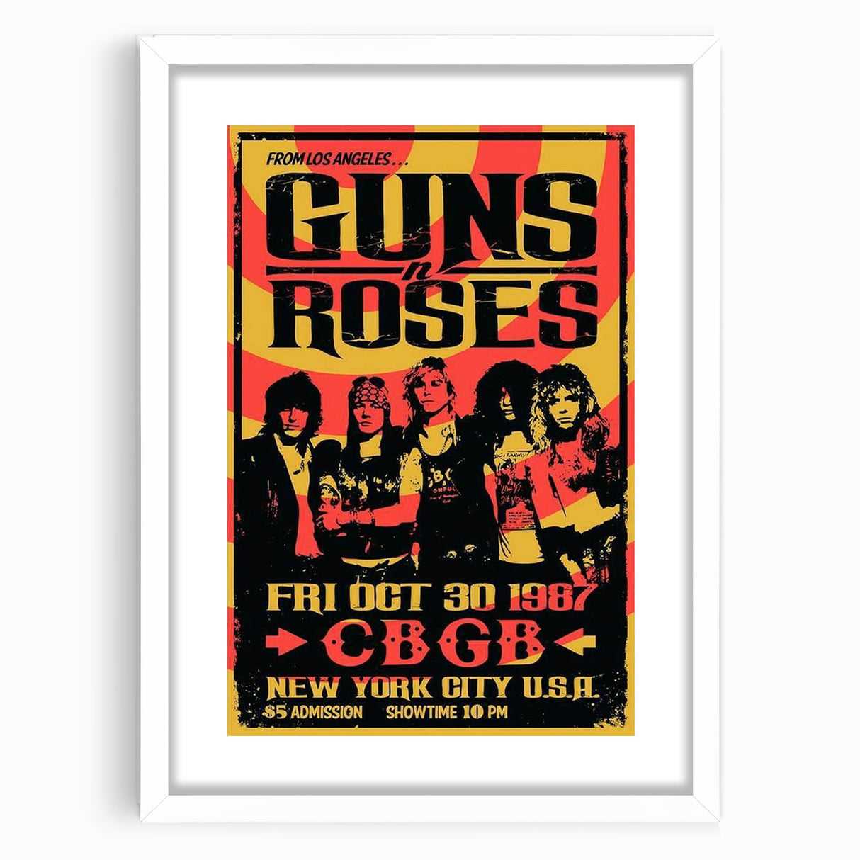 Guns N' Roses Retro Wall Art - Vintage 1987 CBGB Concert Poster