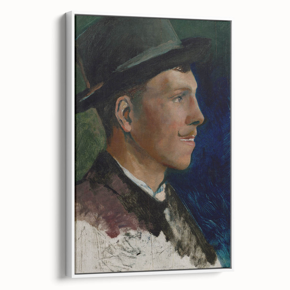 Realism Art Prints - Village Boy with Mustache by Ladislav Mednyánszky