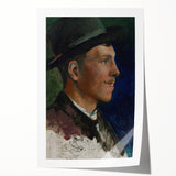 Realism Art Prints - Village Boy with Mustache by Ladislav Mednyánszky