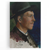 Realism Art Prints - Village Boy with Mustache by Ladislav Mednyánszky