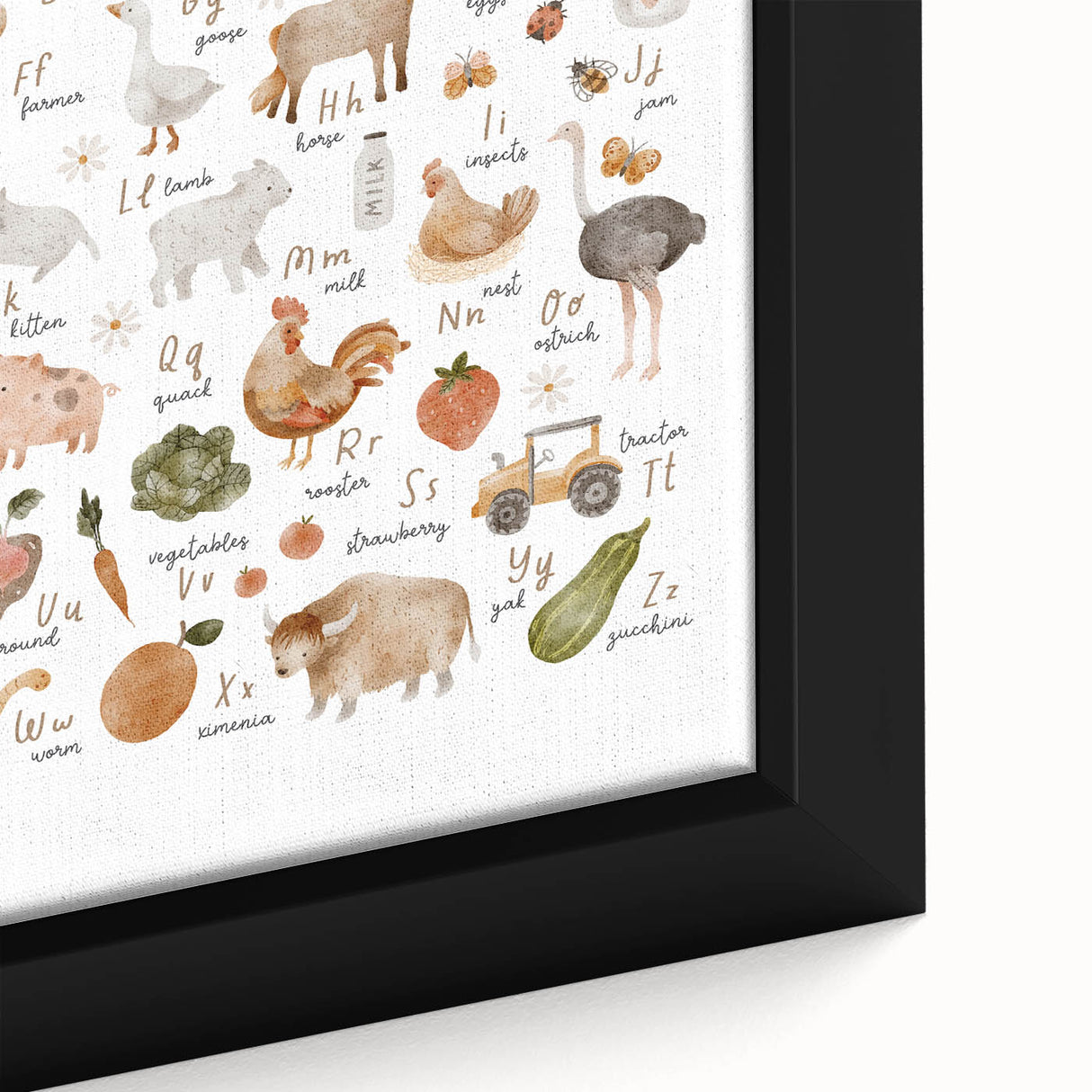 ABC Alphabet Canvas Art - Farm-Themed Alphabet Learning Poster