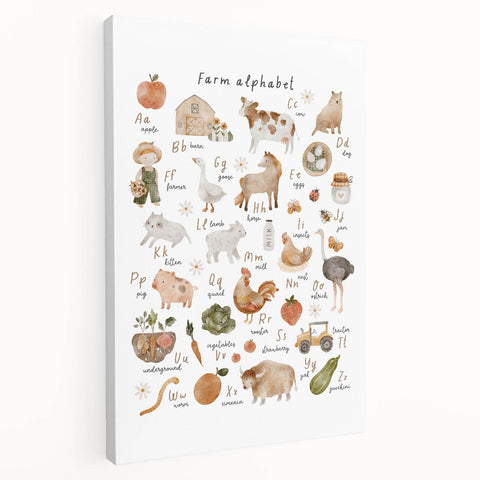 ABC Alphabet Canvas Art - Farm-Themed Alphabet Learning Poster