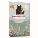 Kids Room Art Prints – Cozy Bear Fishing Illustration for Nursery