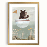 Kids Room Art Prints – Cozy Bear Fishing Illustration for Nursery
