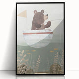 Kids Room Art Prints – Cozy Bear Fishing Illustration for Nursery
