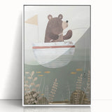 Kids Room Art Prints – Cozy Bear Fishing Illustration for Nursery