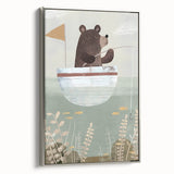Kids Room Art Prints – Cozy Bear Fishing Illustration for Nursery