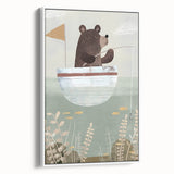 Kids Room Art Prints – Cozy Bear Fishing Illustration for Nursery