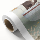 Kids Room Art Prints – Cozy Bear Fishing Illustration for Nursery