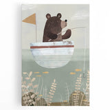Kids Room Art Prints – Cozy Bear Fishing Illustration for Nursery