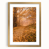 Extra large abstract art print with rich, textured autumn hues on a framed canvas, ideal for living room decor.