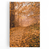 Large black and white stretched canvas depicting an abstract fall season design, ideal for kitchen wall art.