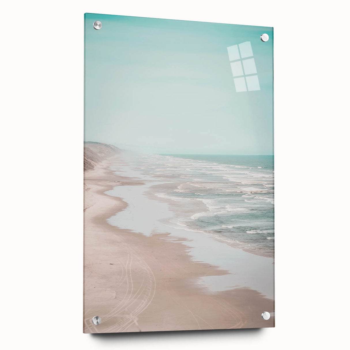 Large abstract wall art on acrylic glass depicting vibrant summer hues, ideal for dining room decor.