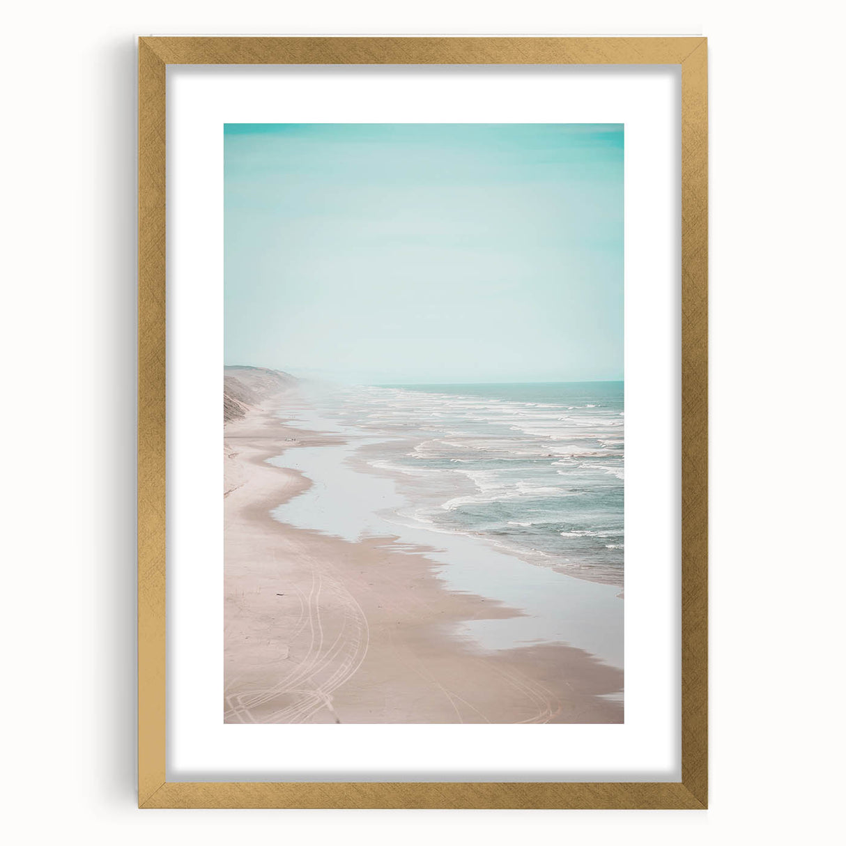 Extra large abstract art print with textured surface in gold frame, featuring vibrant summer colors.