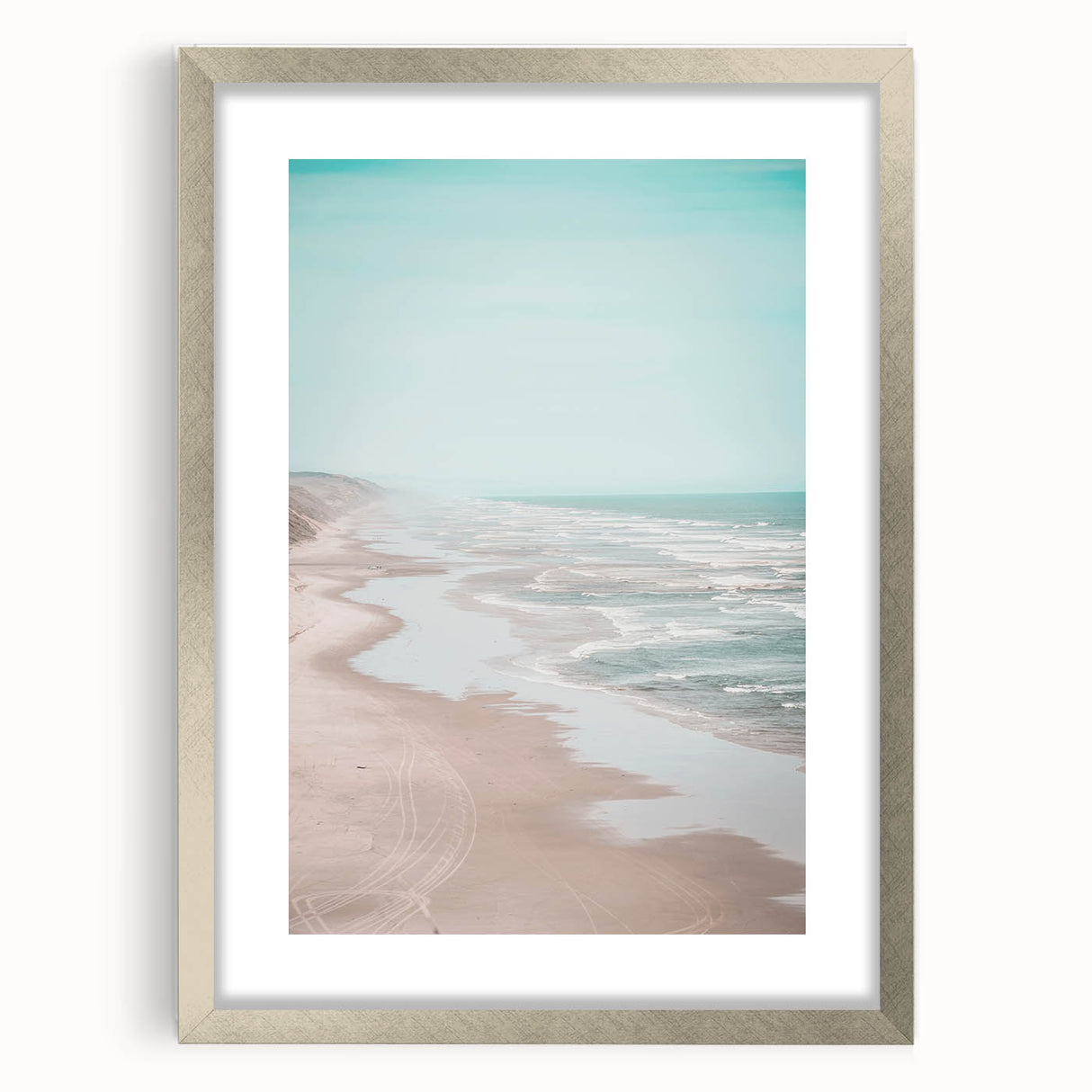 Textured abstract art print in vibrant yellow and orange tones, framed in silver, ideal for bedroom decor.