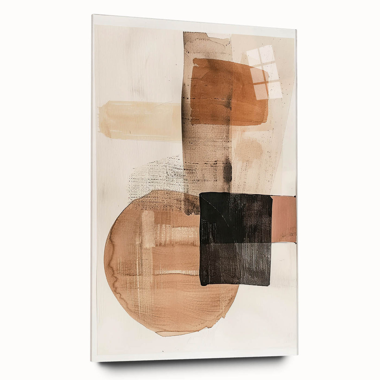 Modern Dining Room Wall Art – Beige & Brown Abstract Canvas Print