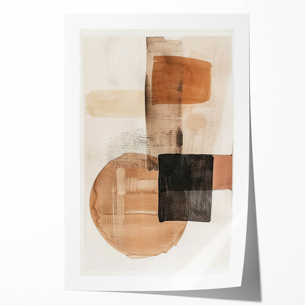 Modern Dining Room Wall Art – Beige & Brown Abstract Canvas Print