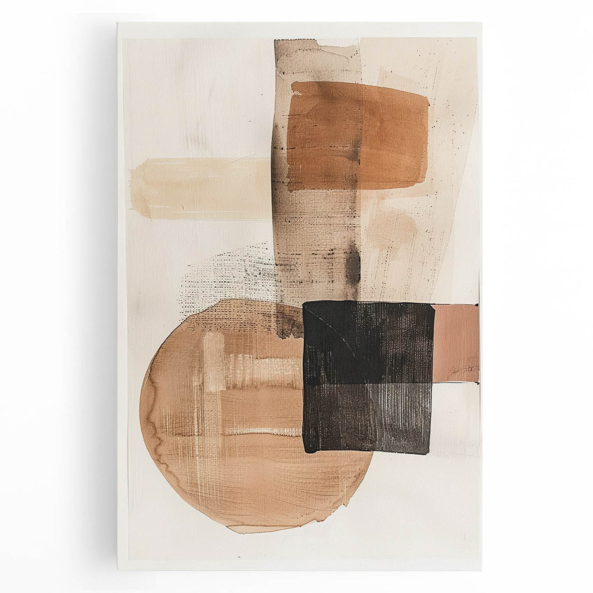 Modern Dining Room Wall Art – Beige & Brown Abstract Canvas Print