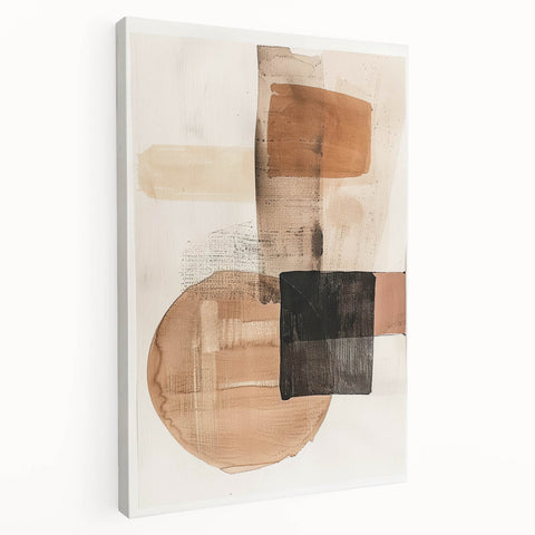Modern Dining Room Wall Art – Beige & Brown Abstract Canvas Print
