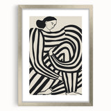 Abstract figurative frame in silver with a mat, showcasing an elegant front view ideal for modern decor, enhancing art displays in contemporary settings.