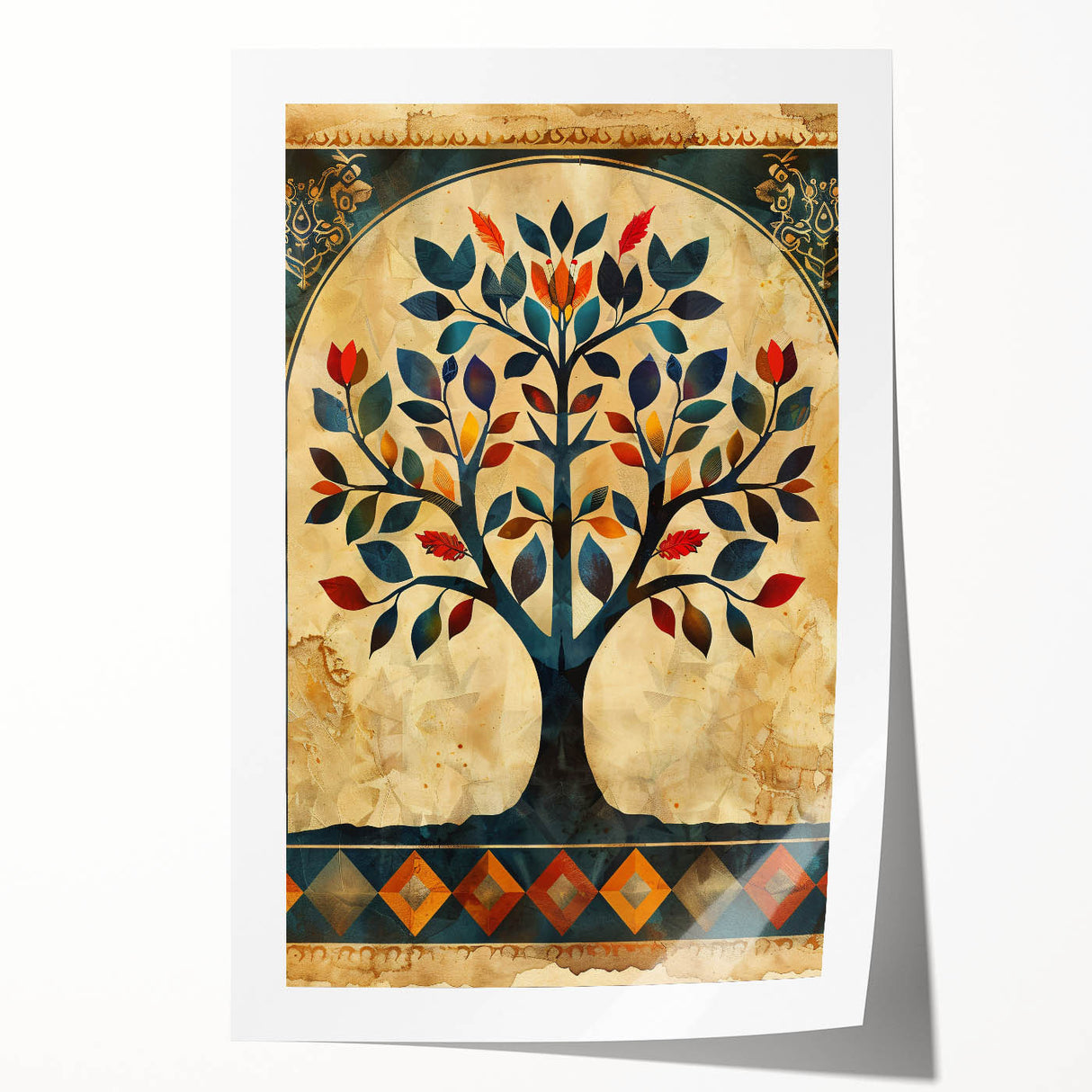 Abstract floral wall art print featuring vibrant colors and intricate designs, rolled for easy transport and display, perfect for modern home decor.