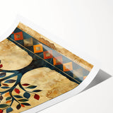 Abstract floral wall art print featuring vibrant colors and intricate designs, rolled up for easy shipping, perfect for modern home decor.