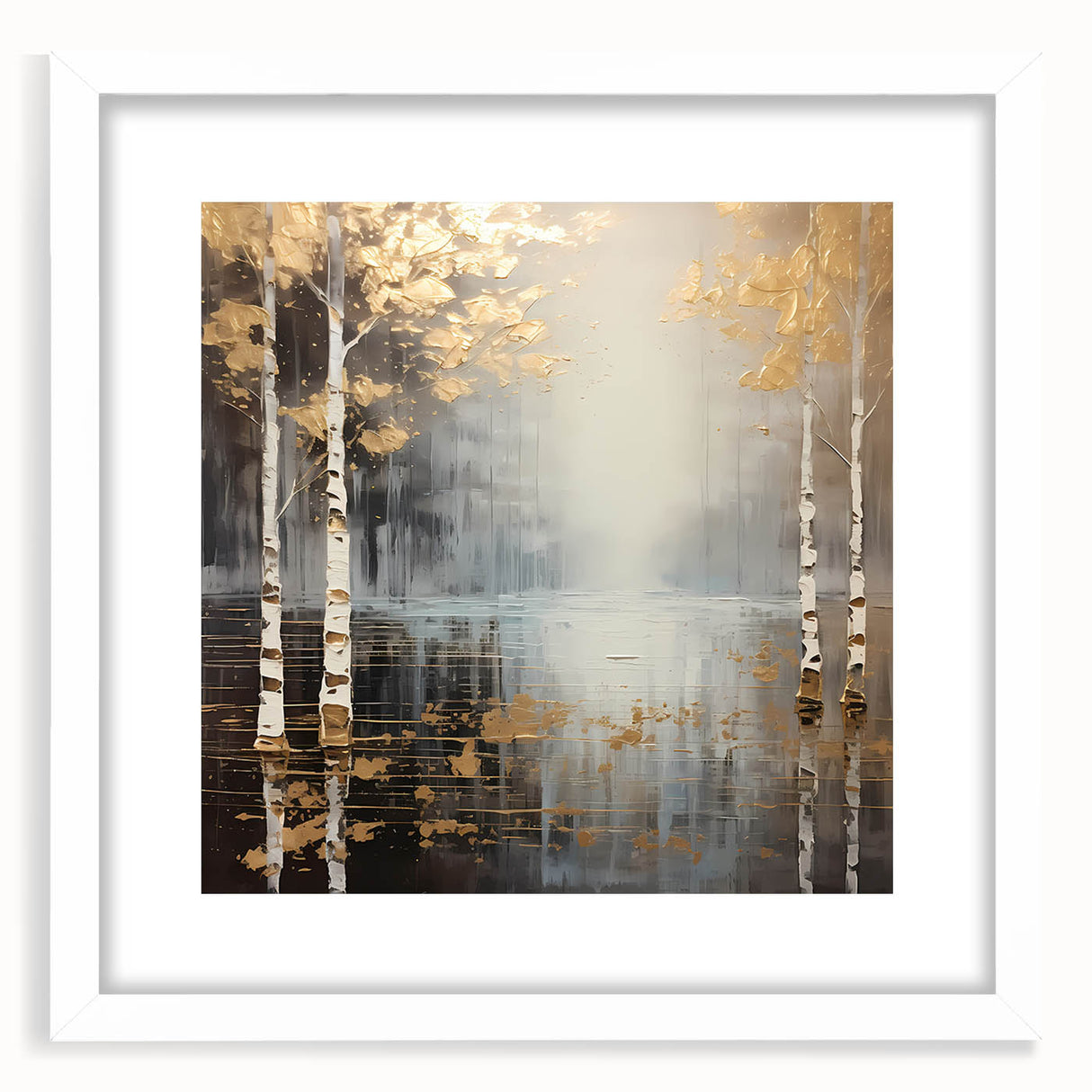 Abstract landscape wall art framed in white with a mat, showcasing vibrant colors and organic shapes, perfect for modern home decor or office settings.