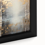 Close-up of a framed abstract landscape wall art piece showcasing vibrant colors and intricate textures, perfect for modern home decor enhancement.