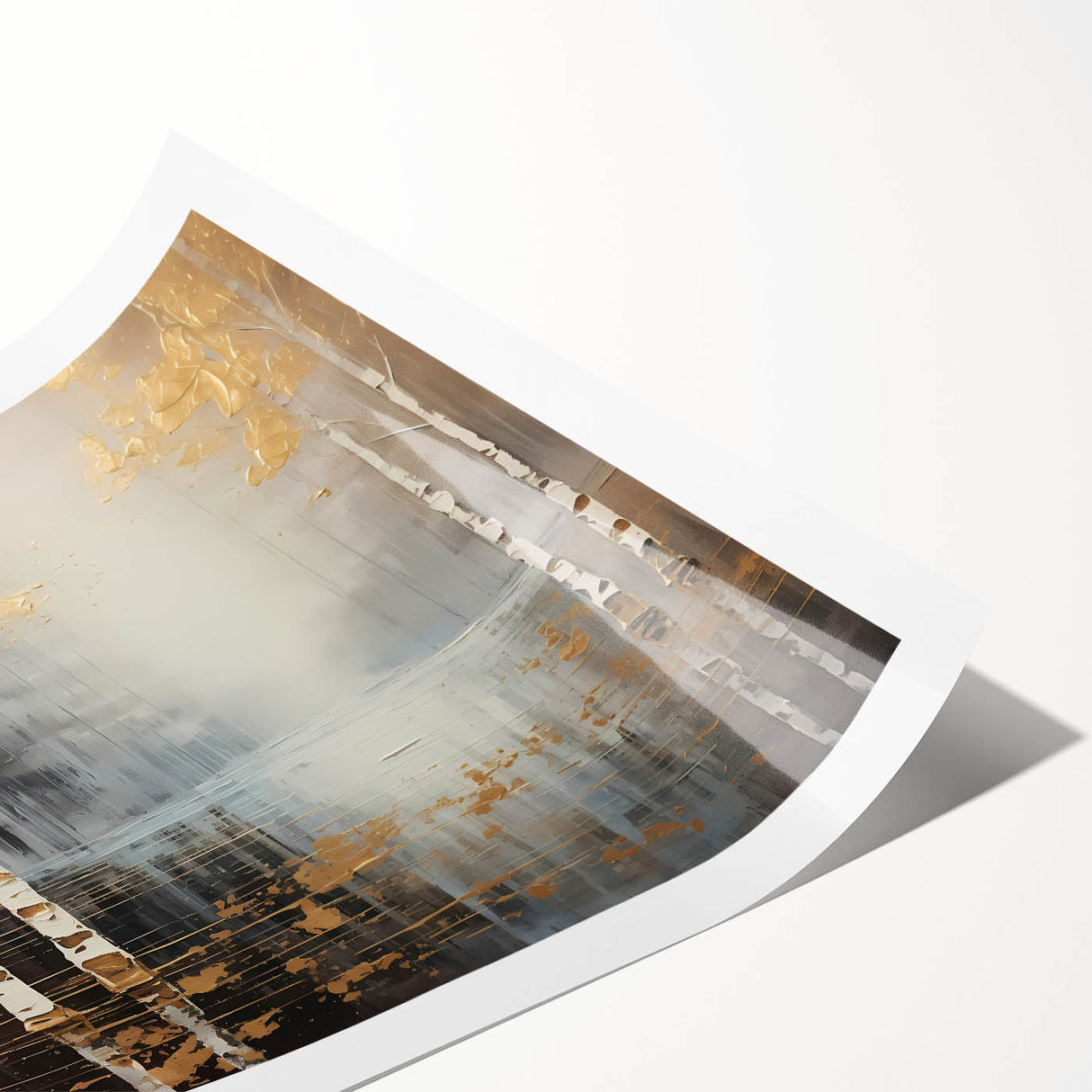 Abstract landscape wall art print featuring vibrant colors and organic shapes, rolled and ready for display, capturing a modern artistic ambiance for home decor.