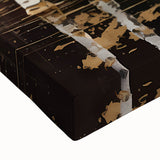 Close-up of a stretched canvas print showcasing abstract landscape wall art, featuring vibrant colors and textured details, perfect for modern home decor.