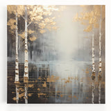 Abstract landscape wall art on stretched canvas, showcasing vibrant hues of blue and green, ideal for modern home decor. Perfect for adding a serene ambiance.