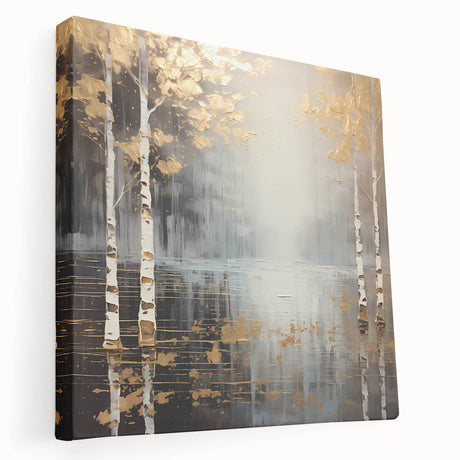 Stretched canvas artwork depicting an abstract landscape in vibrant colors, showcasing intricate textures and fluid forms, ideal for modern home decor.