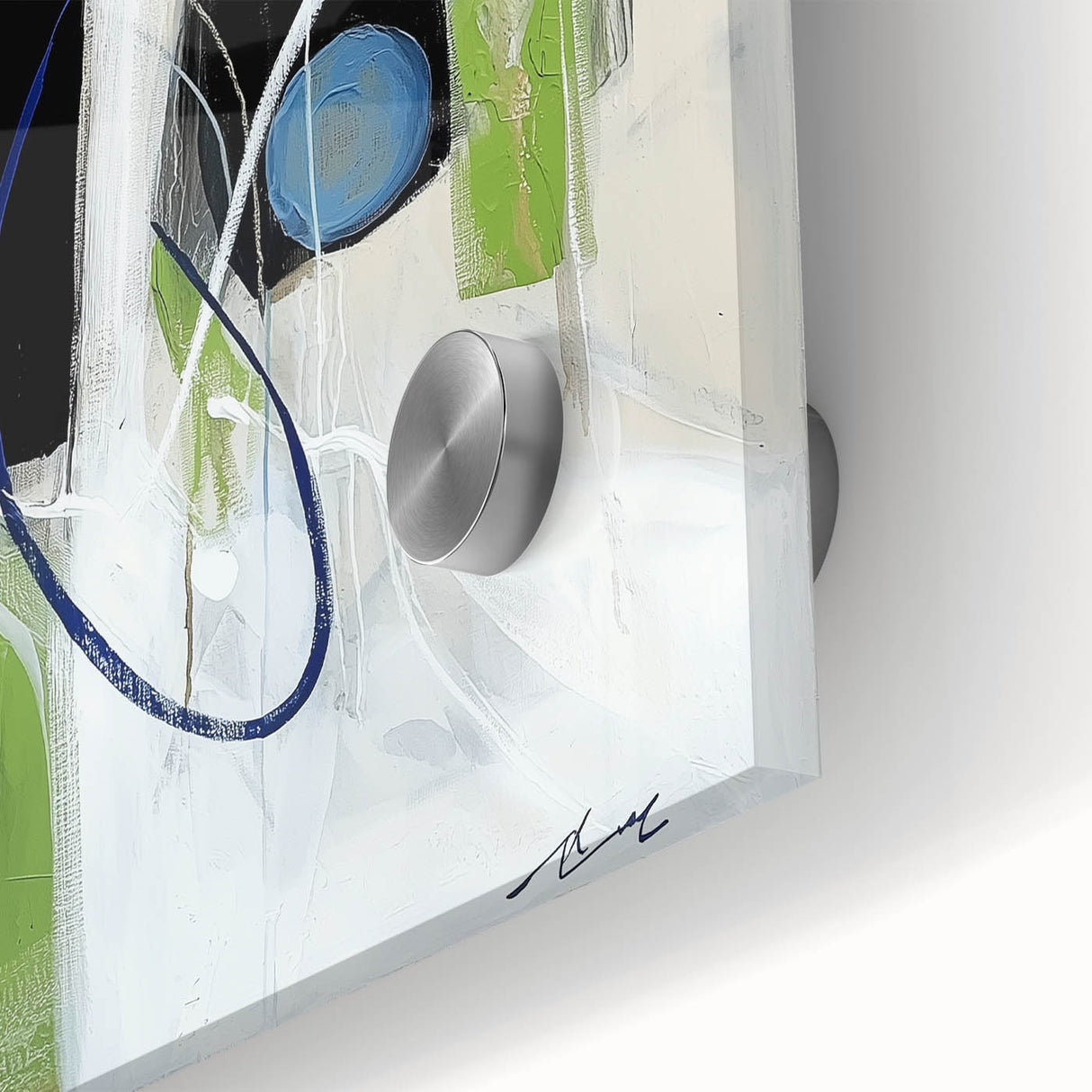 Minimalist Abstract Wall Art – Green, Black, and Blue Geometry