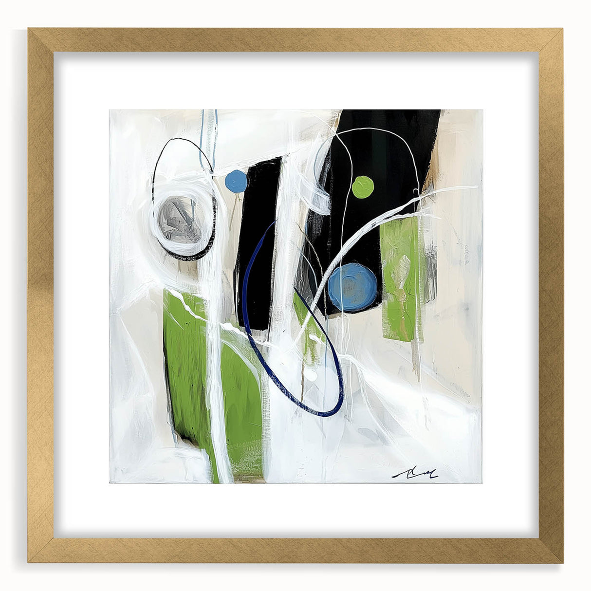 Minimalist Abstract Wall Art – Green, Black, and Blue Geometry