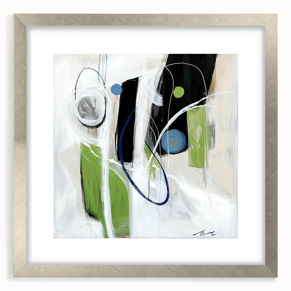 Minimalist Abstract Wall Art – Green, Black, and Blue Geometry