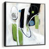 Minimalist Abstract Wall Art – Green, Black, and Blue Geometry