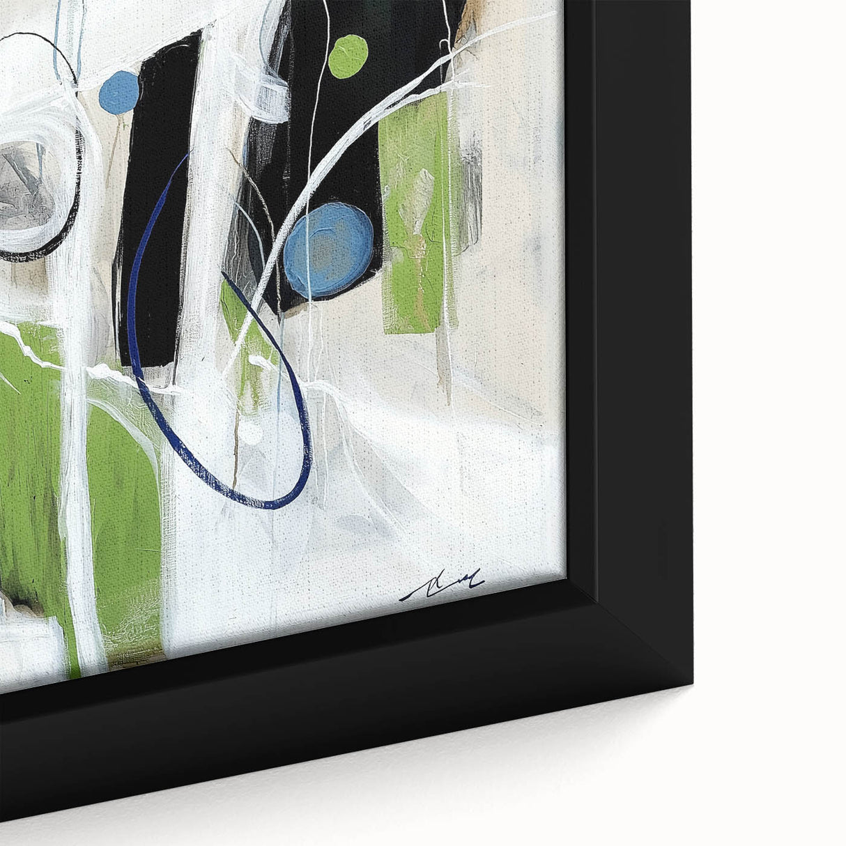 Minimalist Abstract Wall Art – Green, Black, and Blue Geometry