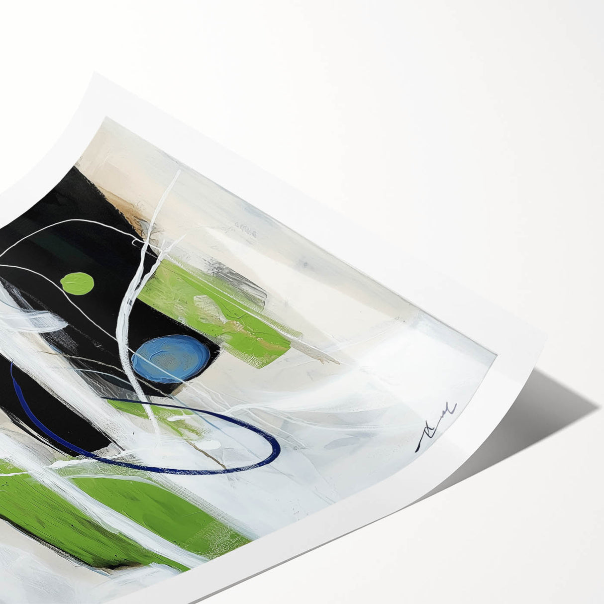 Minimalist Abstract Wall Art – Green, Black, and Blue Geometry