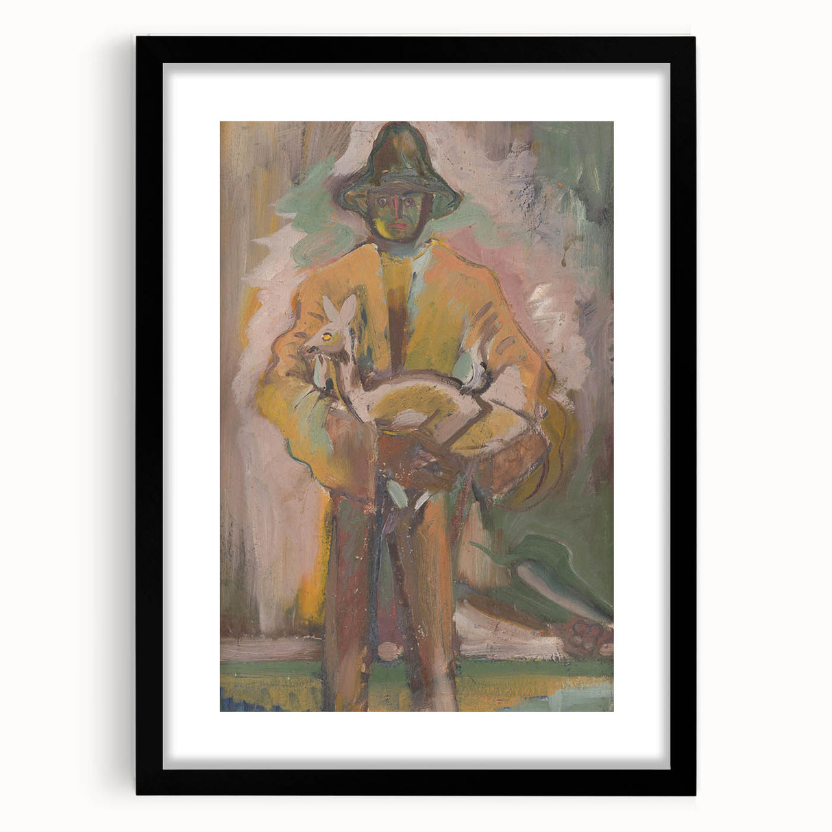 Man Carrying a Deer - Vibrant Expressionist Artwork by Weisz-Kubínčan