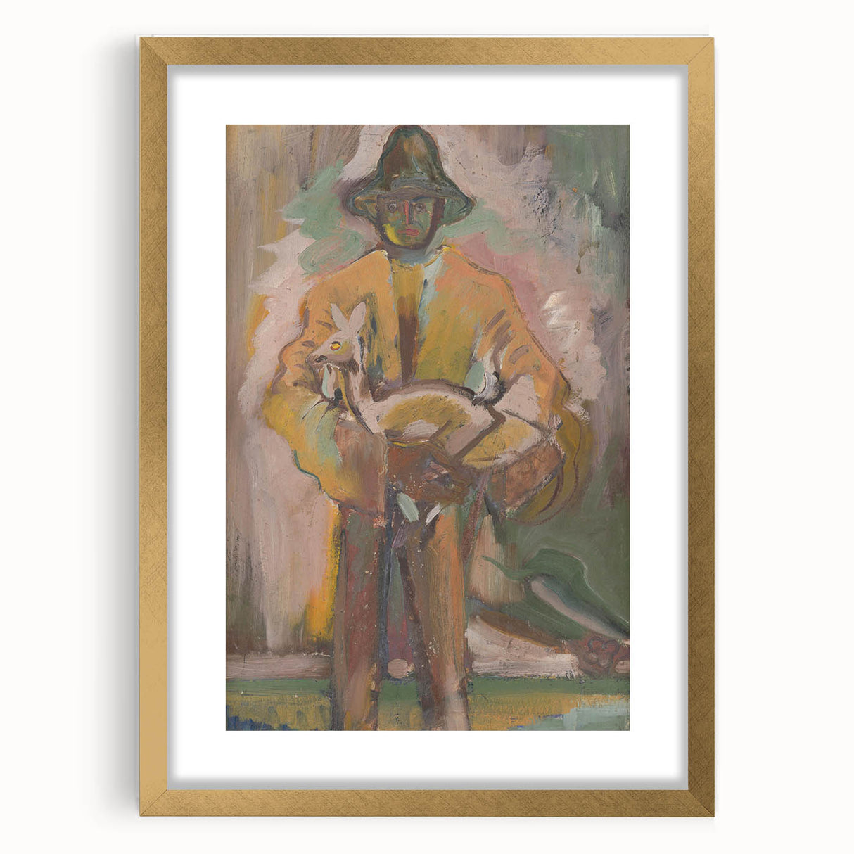 Man Carrying a Deer - Vibrant Expressionist Artwork by Weisz-Kubínčan