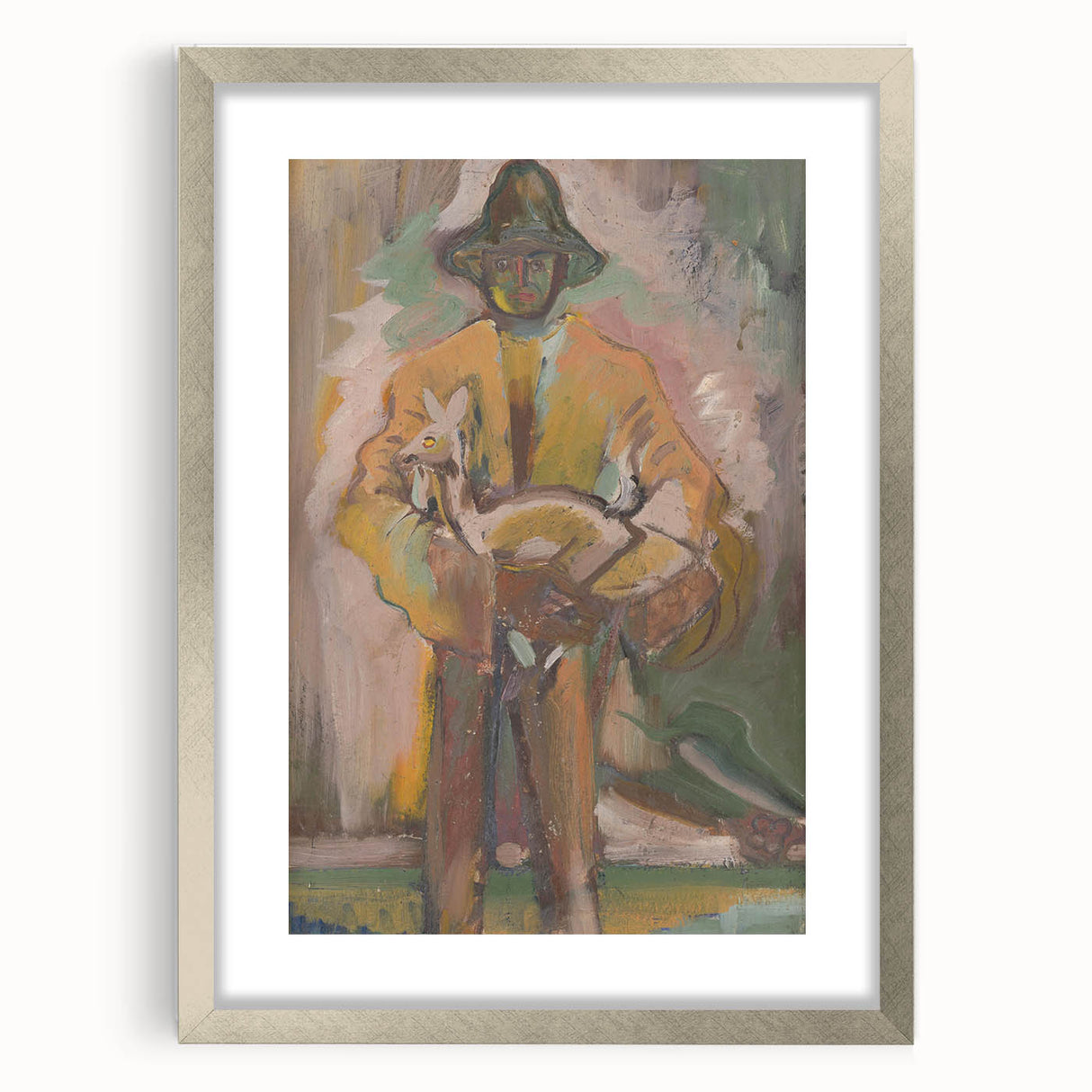 Man Carrying a Deer - Vibrant Expressionist Artwork by Weisz-Kubínčan